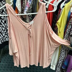 Elegant Blush Cold Shoulder Blouse